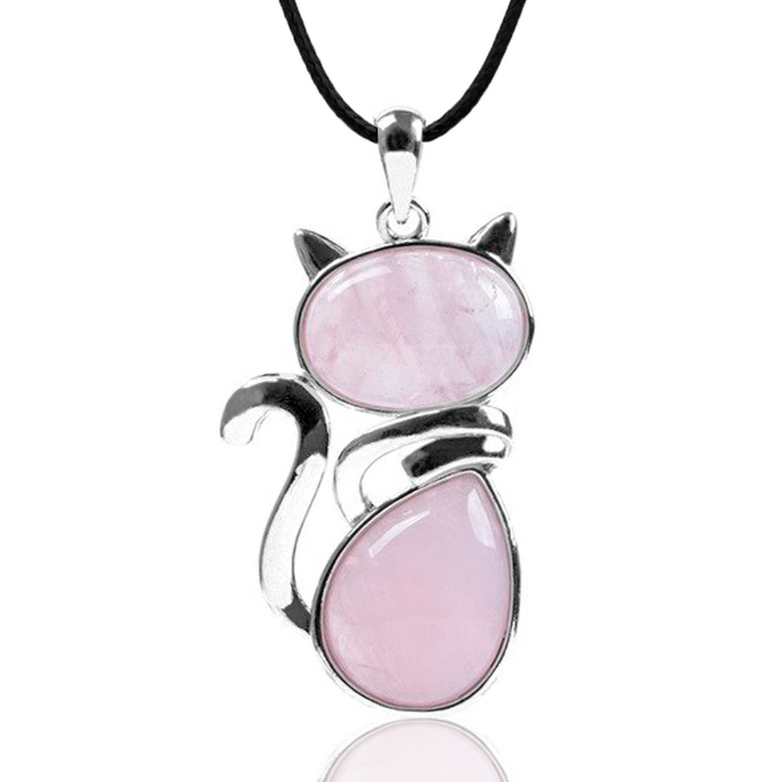 Collar Gato Cuarzo Rosa + Estuche